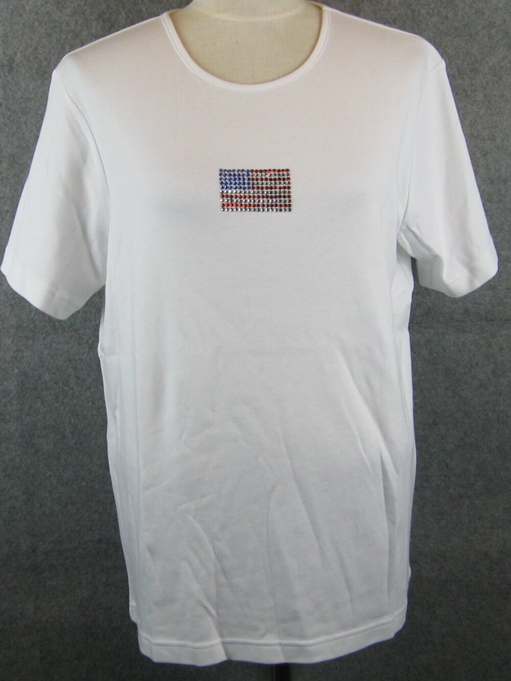 Quacker Factory Rhinestone Flag Top M White